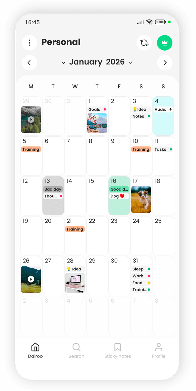 dairoo color-coded calendar